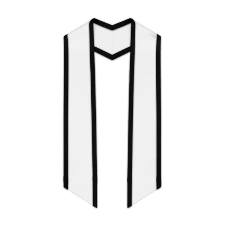 White Slanted Graduation Stole with Black Trim - Graduation Seller