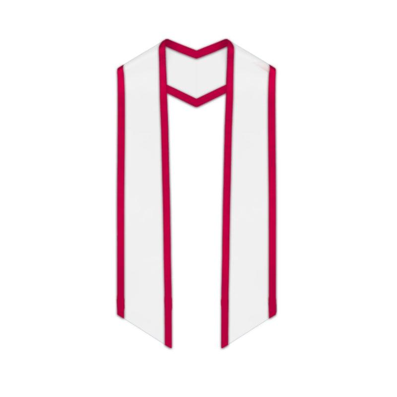 White Slanted Graduation Stole with Red Trim - Graduation Seller