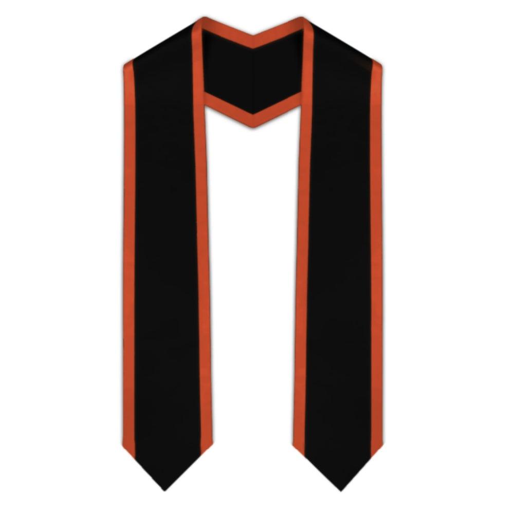 Black Pointed Graduation Stole with Orange Trim - Graduation Seller