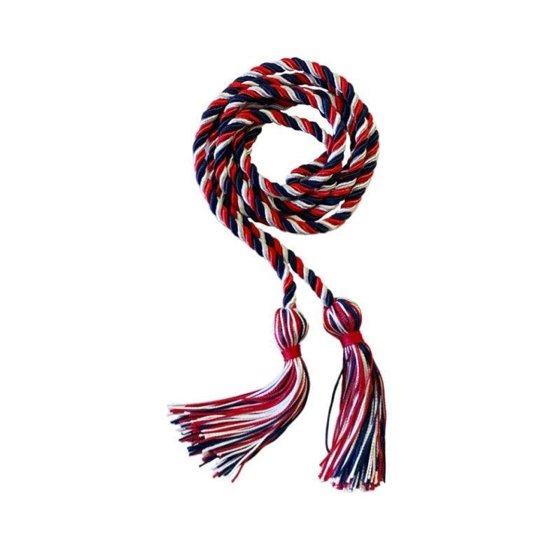 Red, Navy Blue and White Intertwined Honor Cord - Graduation Seller