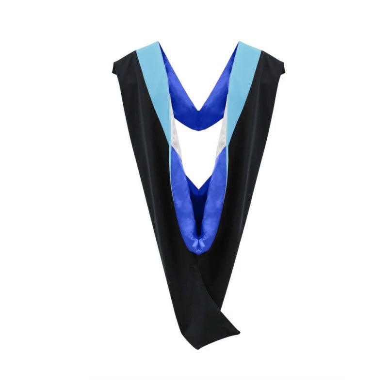 Deluxe Bachelors/Masters Hood - Light Blue Velvet, Royal Blue & White - Graduation Seller
