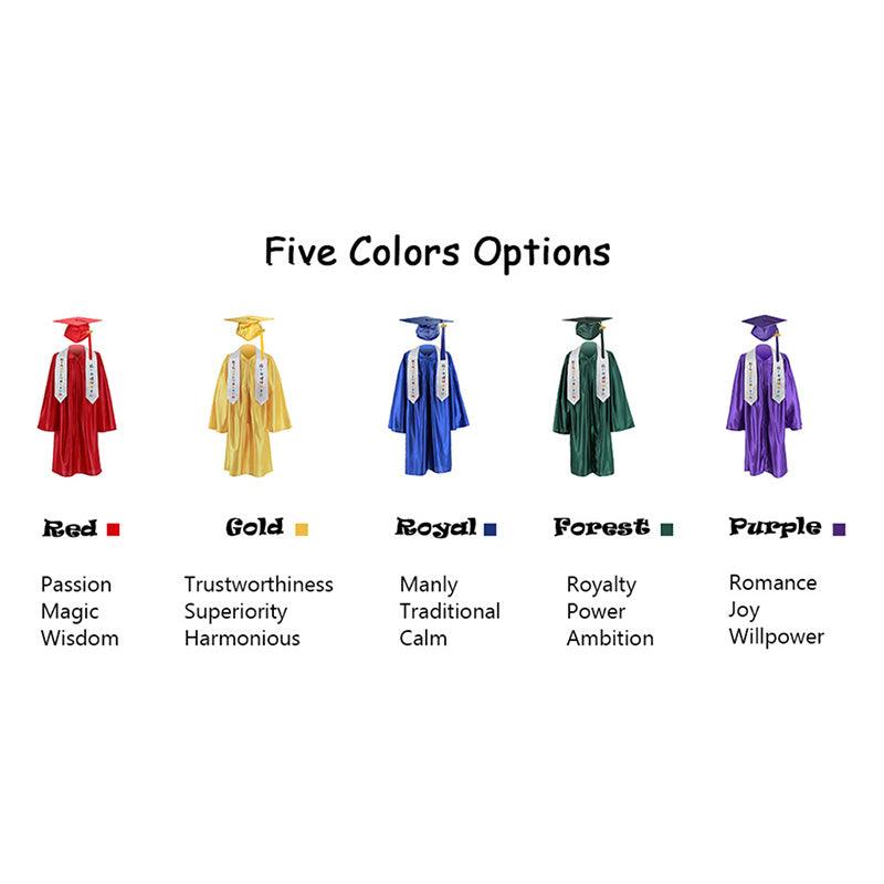 12 Colors shiny Kindergarten/Preschool Graduation Set – Gown, Cap, Stole, Tassel - Graduation Seller