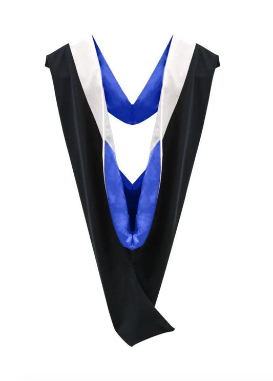 Deluxe Bachelors/Masters Hood - White Velvet, Royal Blue & White - Graduation Seller