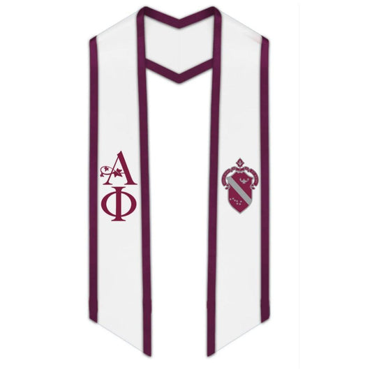 Alpha Phi Greek Trimmed Lettered Stole with Crest - Graduation Seller