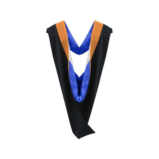 Deluxe Bachelors/Masters Hood - Apricot Velvet, Royal Blue & White - Graduation Seller