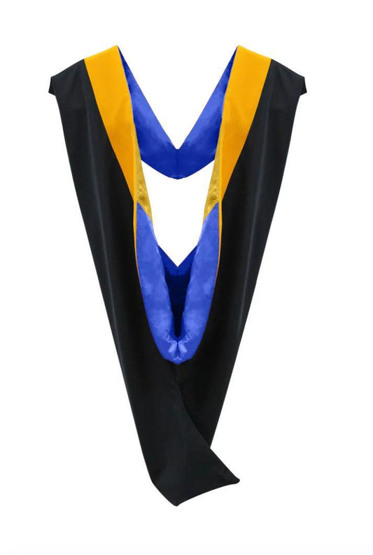 Deluxe Bachelors/Masters Hood - Science Gold Velvet, Royal Blue & Golden Yellow - Graduation Seller