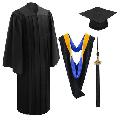 10 Deluxe Black Bachelors Graduation Cap, Gown & Hood Package - Graduation Seller