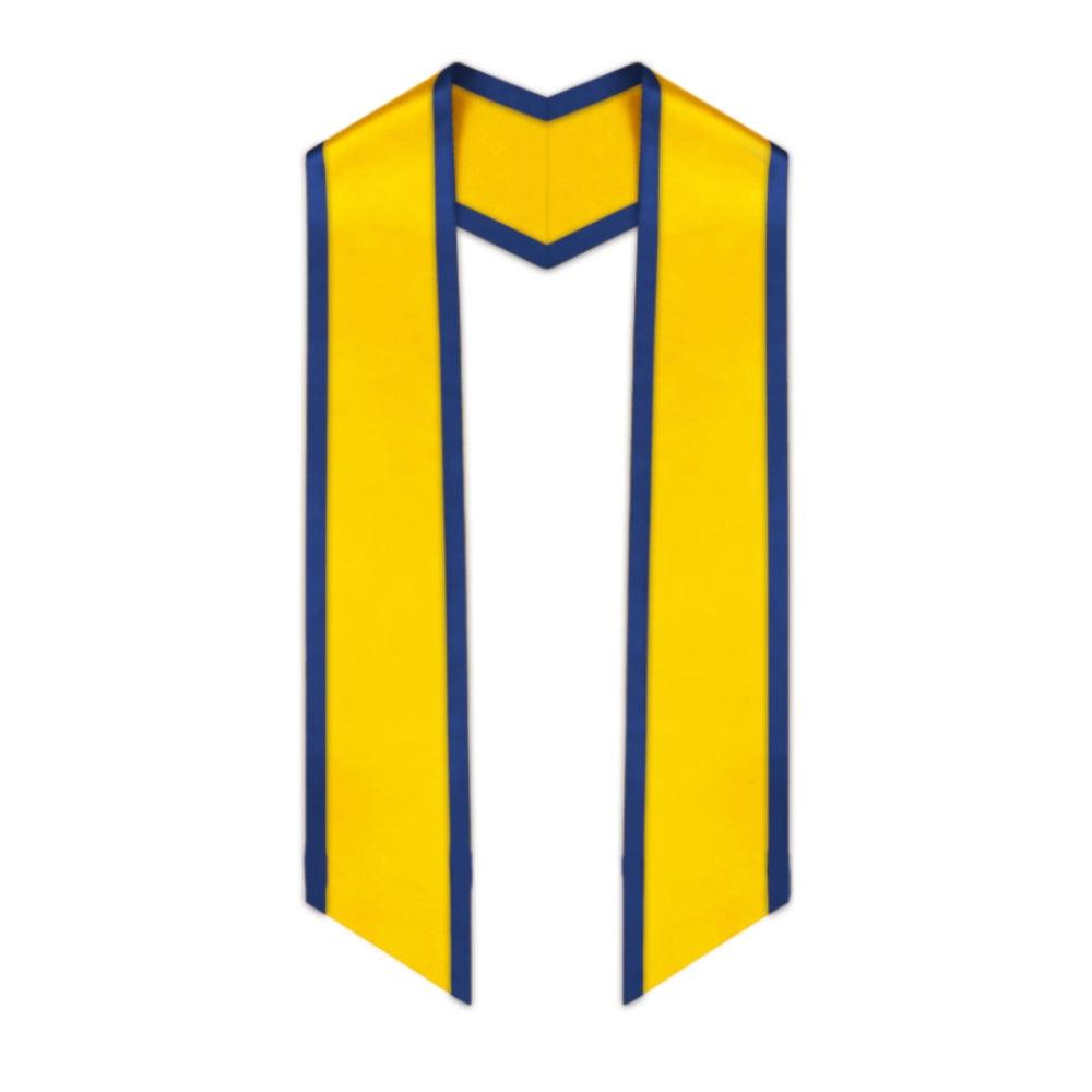 Gold Slanted Graduation Stole with Royal Blue Trim - Graduation Seller