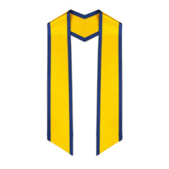 Gold Slanted Graduation Stole with Royal Blue Trim