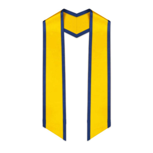 Gold Slanted Graduation Stole with Royal Blue Trim - Graduation Seller
