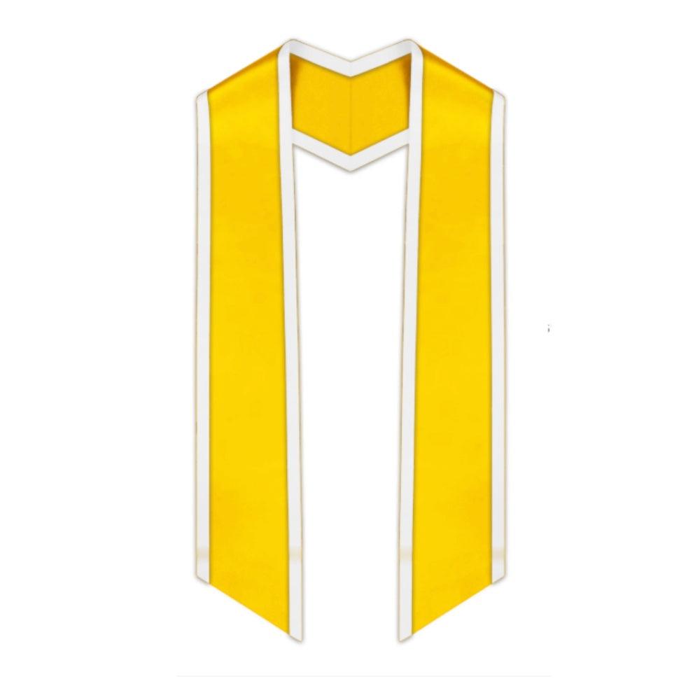 Gold Slanted Graduation Stole with White Trim - Graduation Seller