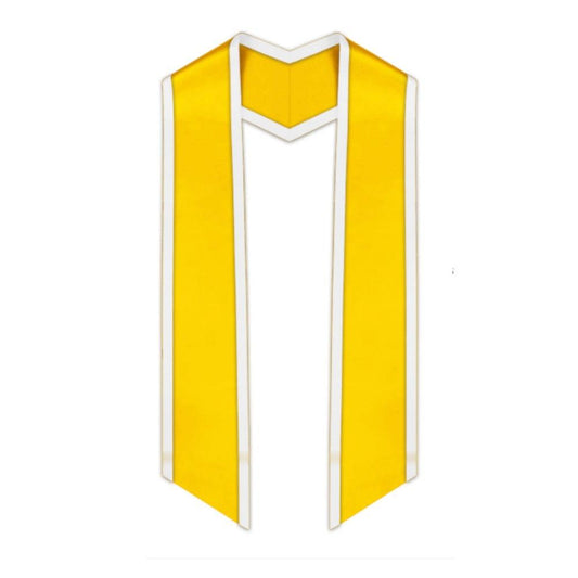 Gold Slanted Graduation Stole with White Trim - Graduation Seller