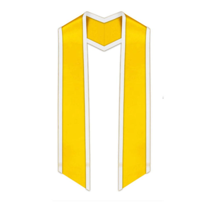 Gold Slanted Graduation Stole with White Trim - Graduation Seller