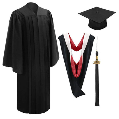 10 Deluxe Black Bachelors Graduation Cap, Gown & Hood Package - Graduation Seller