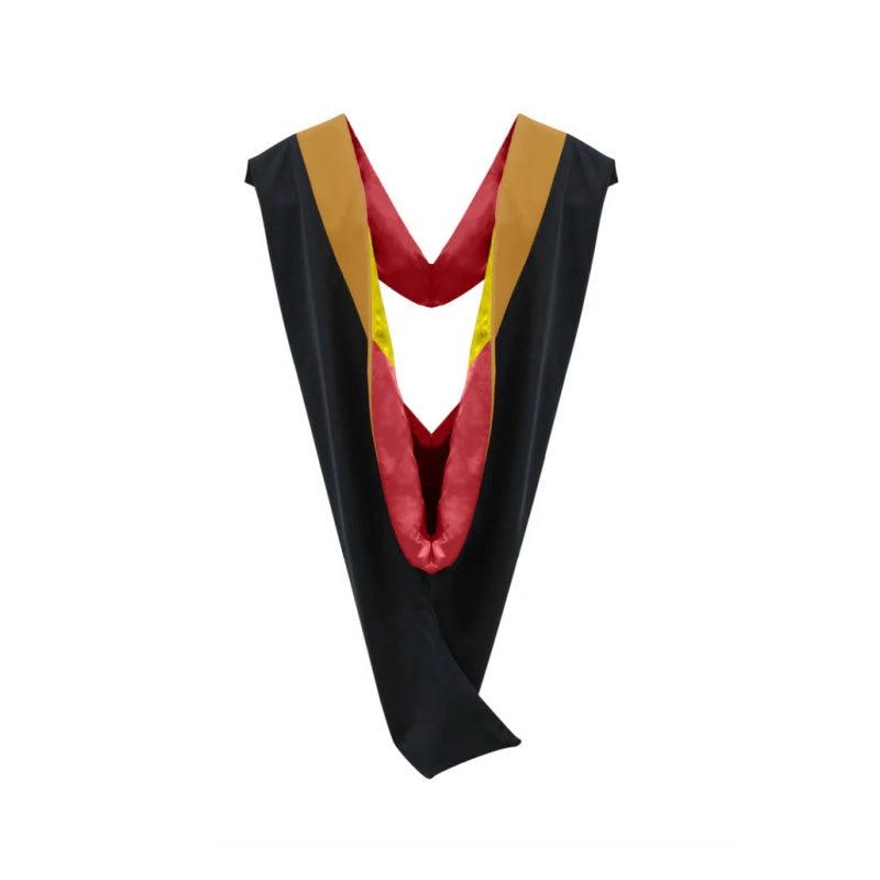 Deluxe Bachelors/Masters Hood - Drab Velvet, Red & Golden Yellow - Graduation Seller