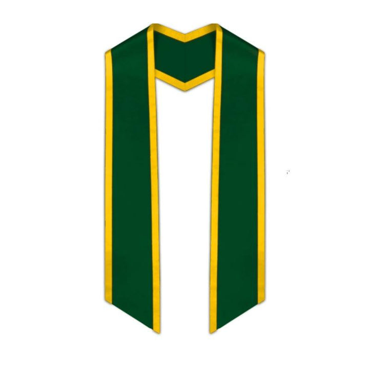 Hunter Green Slanted Graduation Stole with Gold Trim - Graduation Seller