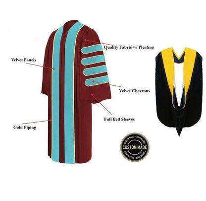 Custom Doctoral Graduation Gown and Hood Package - Doctorate Regalia - Graduation Seller