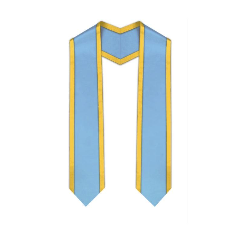 Light Blue Pointed Graduation Stole with Gold Trim - Graduation Seller