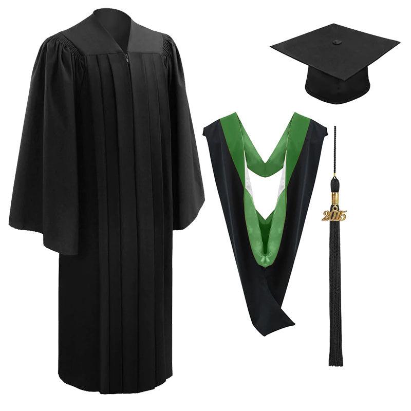 10 Deluxe Black Bachelors Graduation Cap, Gown & Hood Package - Graduation Seller