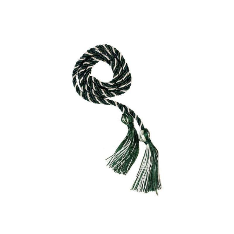 Hunter Green and White Intertwined Honor Cord - Graduation Seller