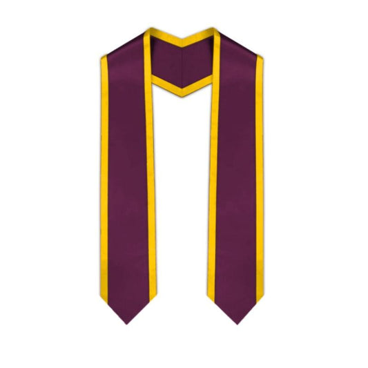 Maroon Pointed Graduation Stole with Gold Trim - Graduation Seller