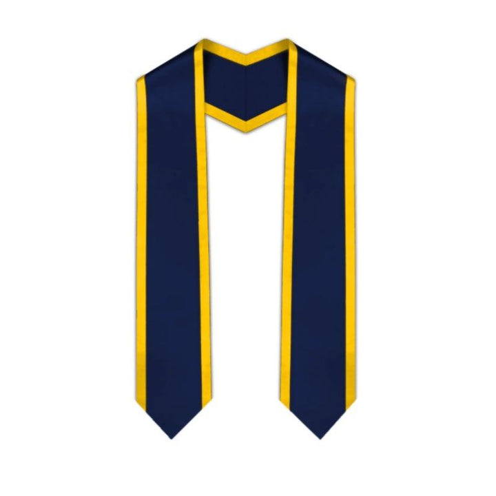 Navy Pointed Graduation Stole with Gold Trim - Graduation Seller