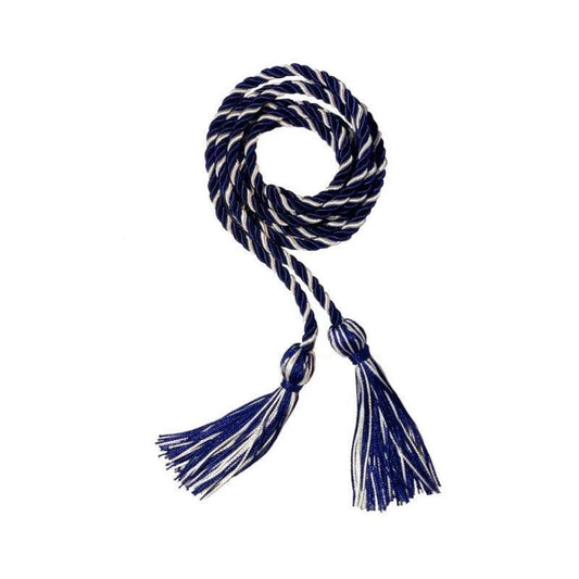 Navy Blue and White Intertwined Honor Cord - Graduation Seller