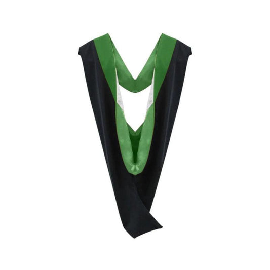 Deluxe Bachelors/Masters Hood - Kelly Green Velvet, Kelly Green & White - Graduation Seller