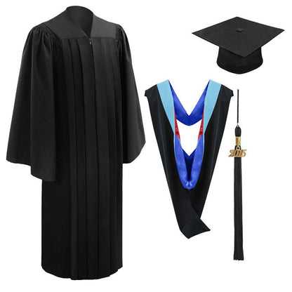10 Deluxe Black Bachelors Graduation Cap, Gown & Hood Package - Graduation Seller