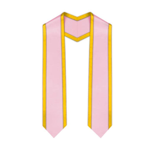 Pink Pointed Graduation Stole with Gold Trim - Graduation Seller