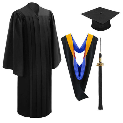 10 Deluxe Black Bachelors Graduation Cap, Gown & Hood Package - Graduation Seller
