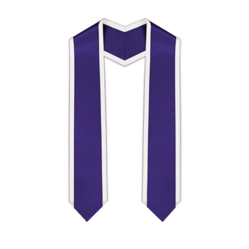 Purple Pointed Graduation Stole with White Trim - Graduation Seller