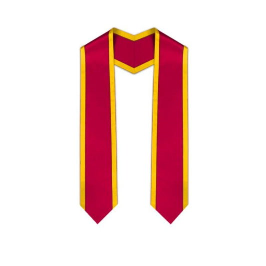 Red Pointed Graduation Stole with Gold Trim - Graduation Seller