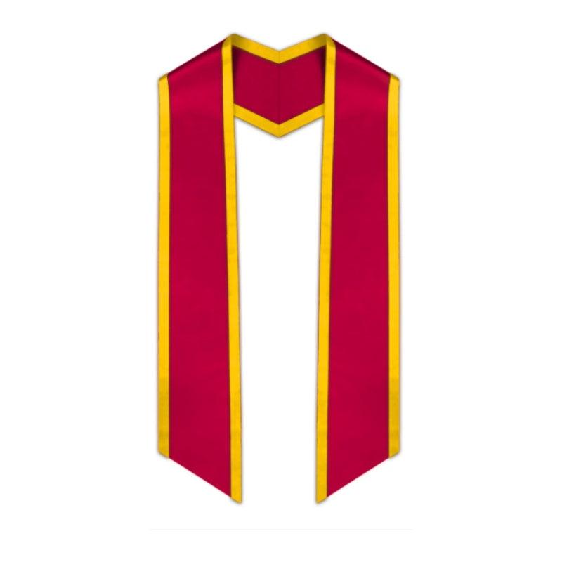 Red Slanted Graduation Stole with Gold Trim - Graduation Seller