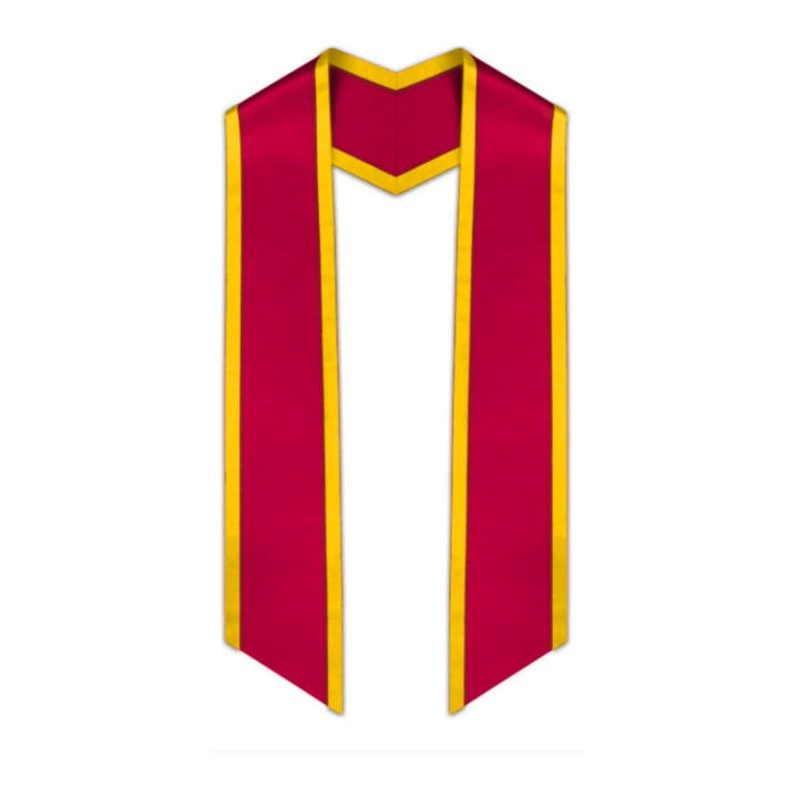 Red Slanted Graduation Stole with Gold Trim - Graduation Seller