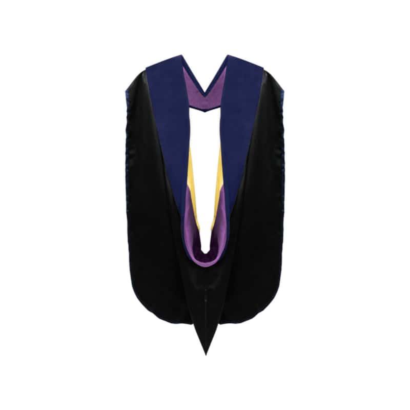 PhD Doctor Hood Dark Blue Velvet - Purple & Golden Yellow - Graduation Seller