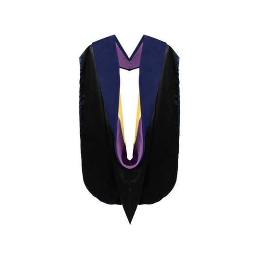 PhD Doctor Hood Dark Blue Velvet - Purple & Golden Yellow - Graduation Seller