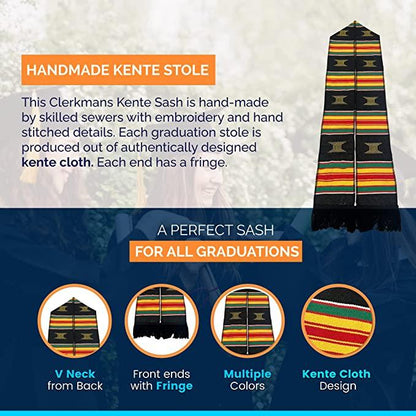Kente Graduation Kente Stole, Handwoven Kente Sash Cloth - Graduation Seller