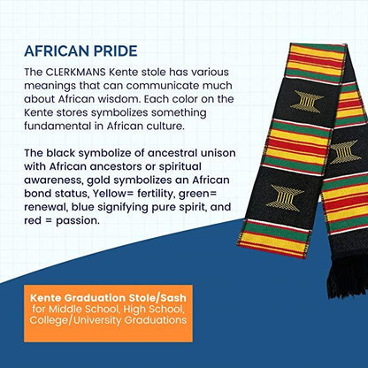 Kente Graduation Kente Stole, Handwoven Kente Sash Cloth - Graduation Seller