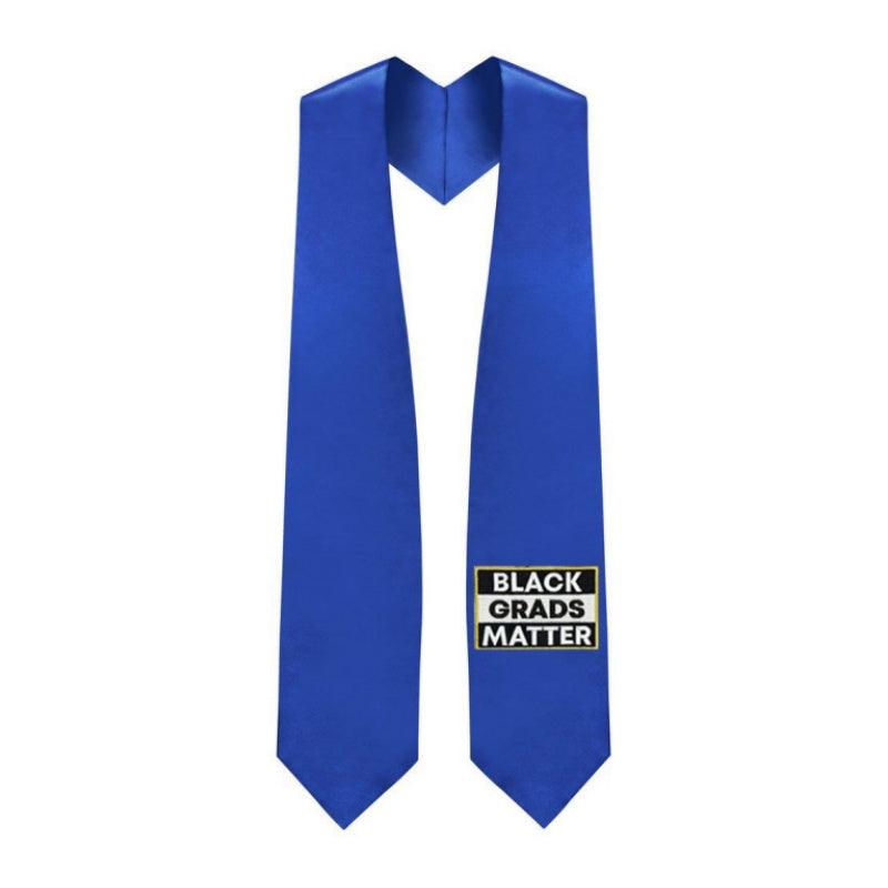 Royal Blue BLACK GRADS MATTER Graduation Stole - Graduation Seller