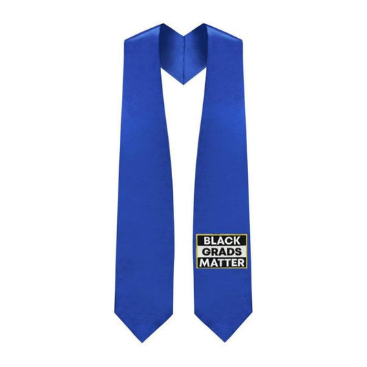 Royal Blue BLACK GRADS MATTER Graduation Stole - Graduation Seller