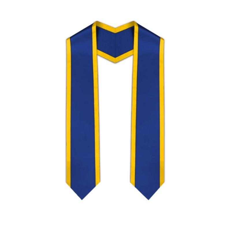 Royal Blue Pointed Graduation Stole with Gold Trim - Graduation Seller