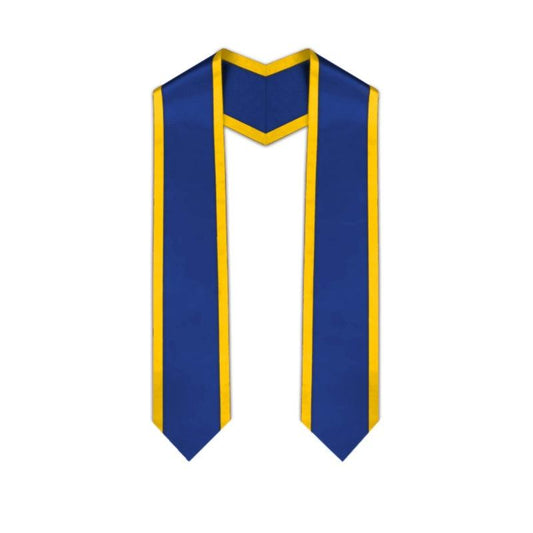 Royal Blue Pointed Graduation Stole with Gold Trim - Graduation Seller