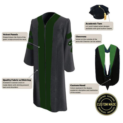 Custom Classic Doctoral Gown, Tam and Hood Package - Graduation Seller
