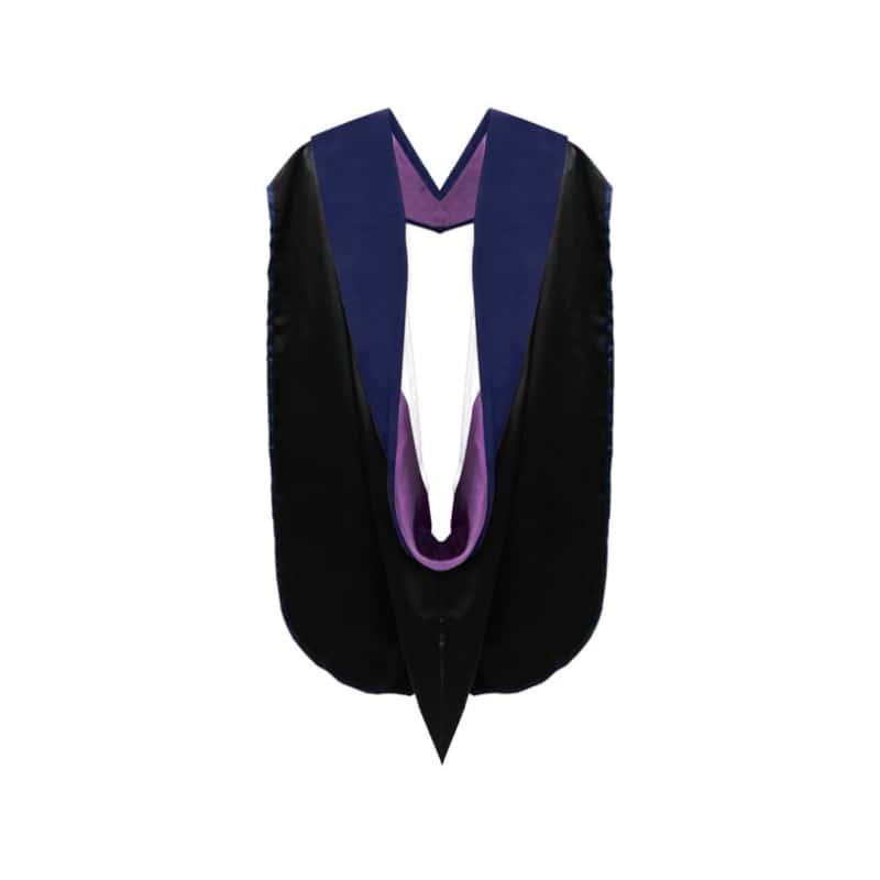 PhD Doctor Hood Dark Blue Velvet - Purple & White - Graduation Seller