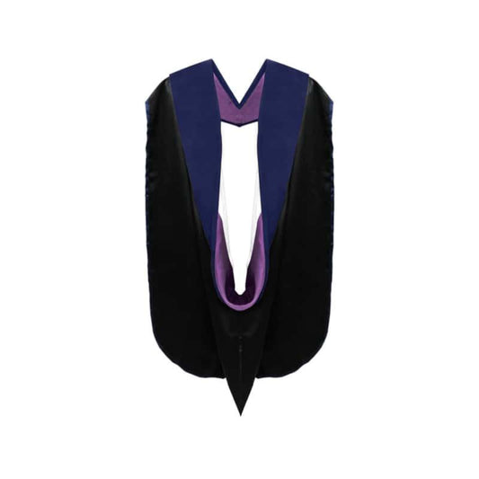 PhD Doctor Hood Dark Blue Velvet - Purple & White - Graduation Seller