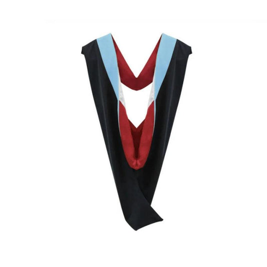 Deluxe Bachelors/Masters Hood - Light Blue Velvet, Red & White - Graduation Seller