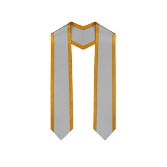 Silver Pointed Graduation Stole with Antique Gold Trim - Graduation Seller