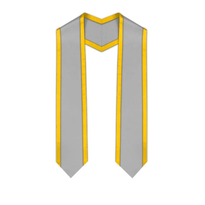 Silver Pointed Graduation Stole with Gold Trim - Graduation Seller