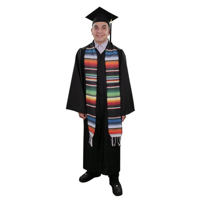 Black Mexican Serape Graduation Stole/Sash - Graduation Seller